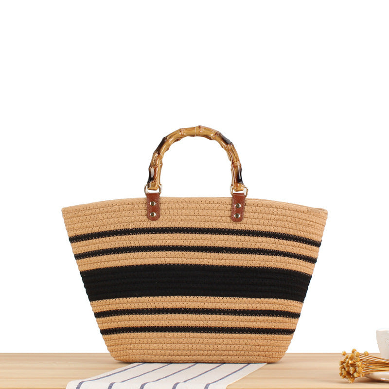 Elegant basket bag with bamboo handles Stornfield