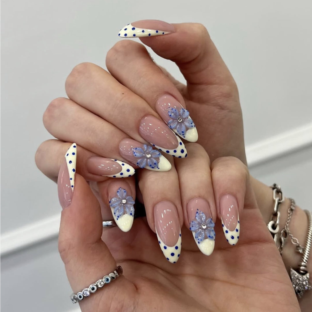 Artful stiletto nails with floral design Stornfield