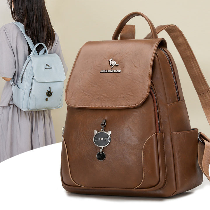 Cute Cat-Themed Leather Backpack Stornfield