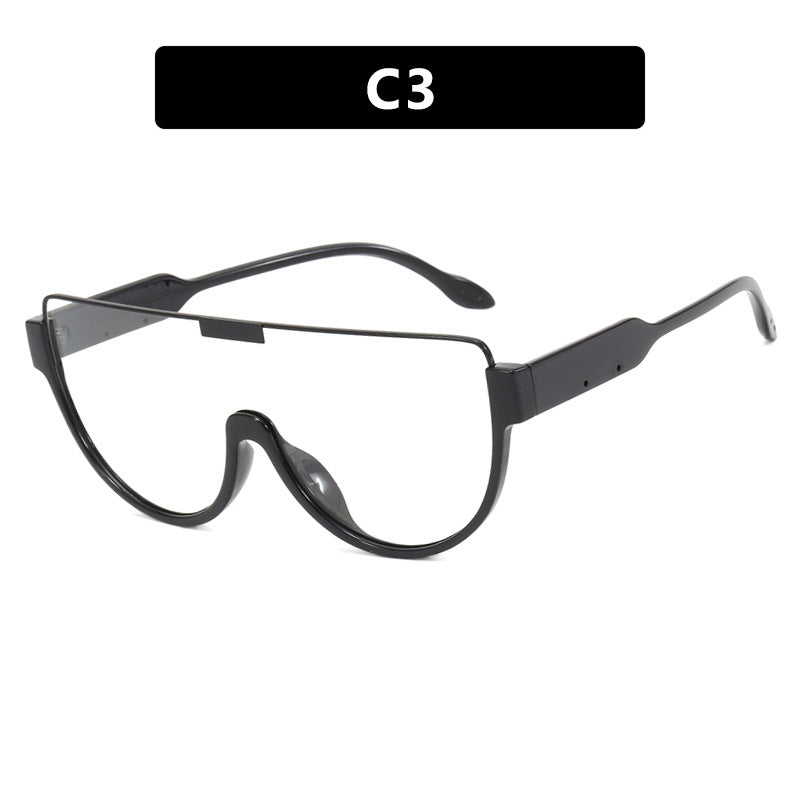 Women futuristic oversized sunglasses with clear full-rim frame Stornfield