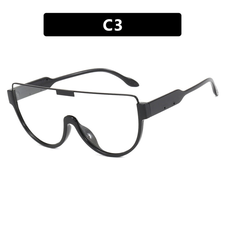 Women futuristic oversized sunglasses with clear full-rim frame Stornfield