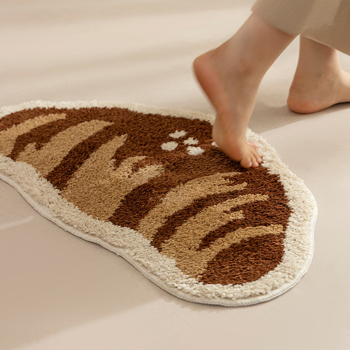 Cute round carpet and bath mat in cookie shape with tufted pile structure