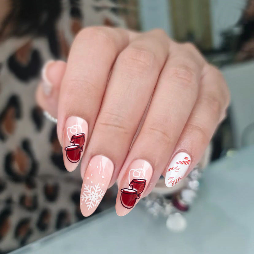 Premium Glossy Glittering Almond-Shaped Press-On Nails Stornfield