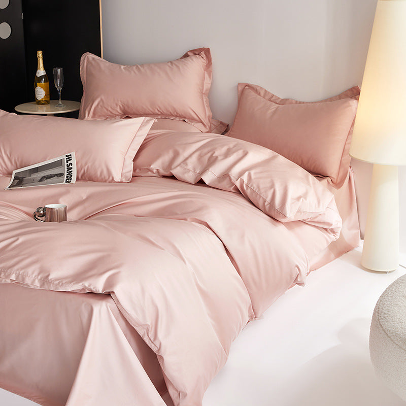 Premium cotton satin bed linen set with fine sheen and hotel closure