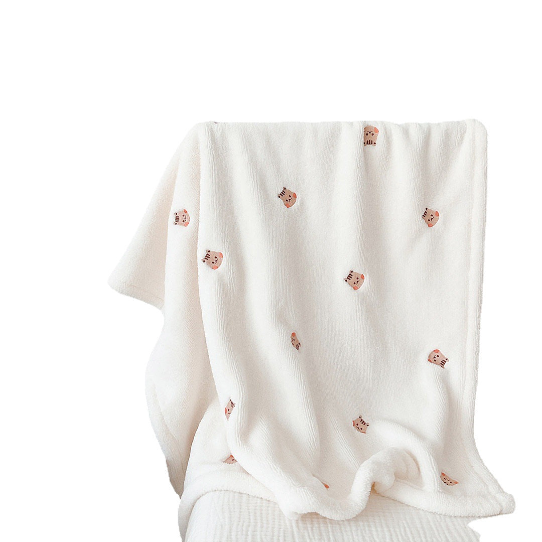 Soft Floral Embroidered Throw Blanket