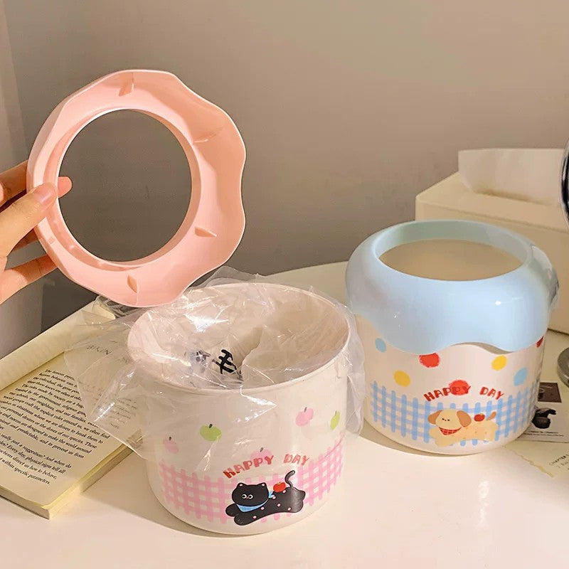 Decorative trash can with playful dog design Stornfield