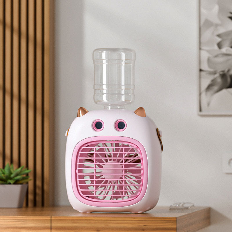 Cooling compact tabletop evaporative misting fan humidifier with refillable top-fill reservoir and adjustable airflow Stornfield