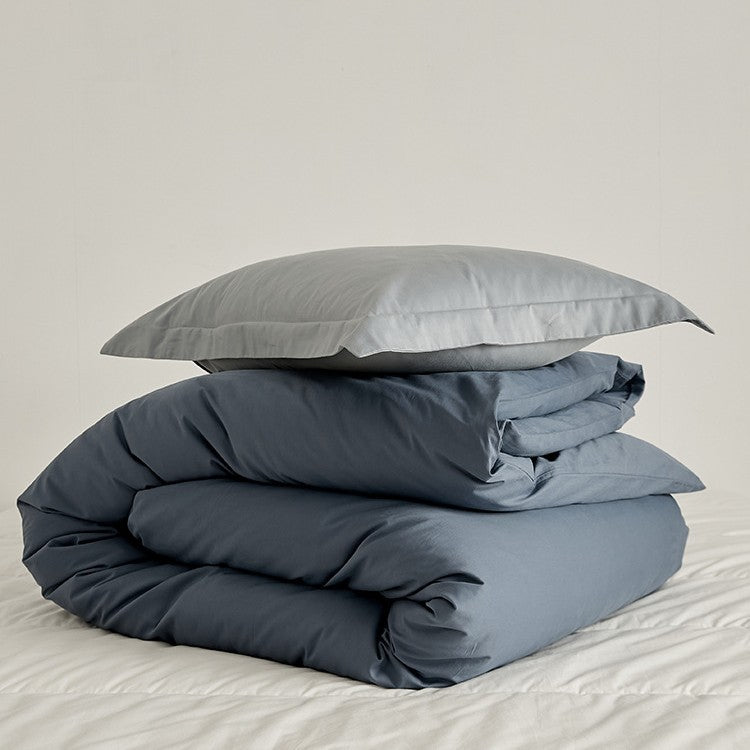 Premium Cotton-Sateen Reversible Duvet Cover and Envelope Pillowcase Set