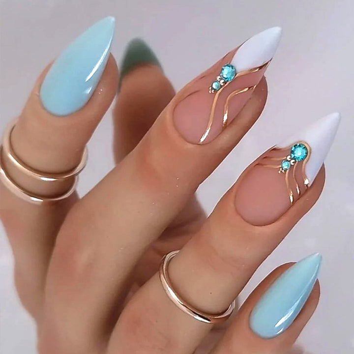 Elegant artificial nails in a modern design with glitter accents Stornfield