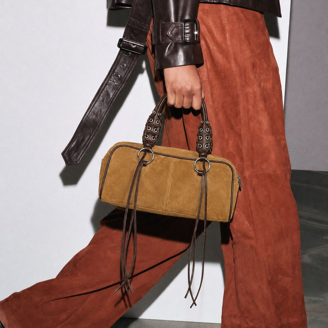 Luxurious Leather Handbag with Braided Straps