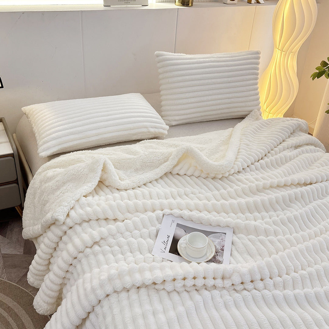 Luxurious Plush Stripe Fleece Blanket
