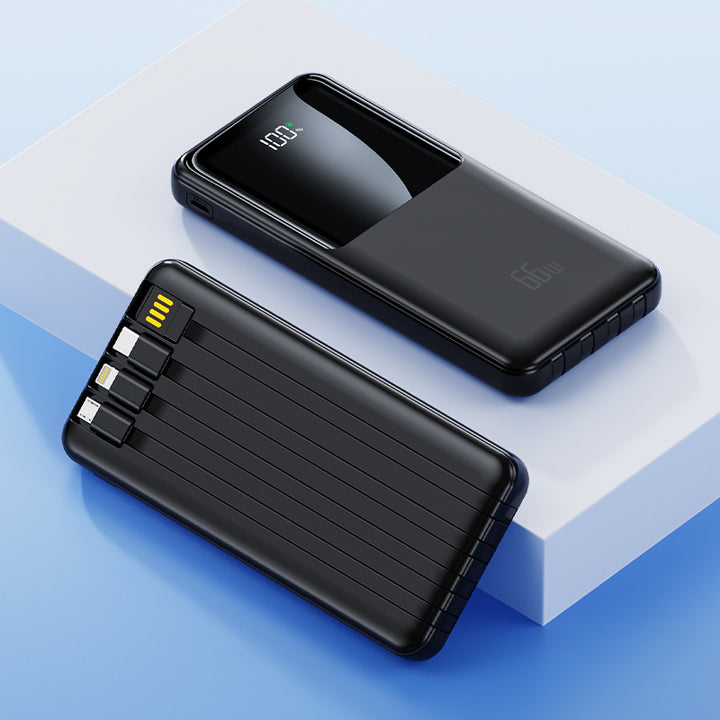 Portable power bank with integrated charging cables and LED battery status indicator Stornfield