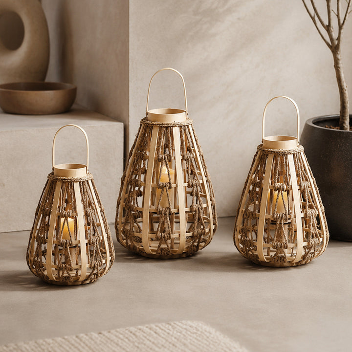 Decorative lantern made of rattan Stornfield