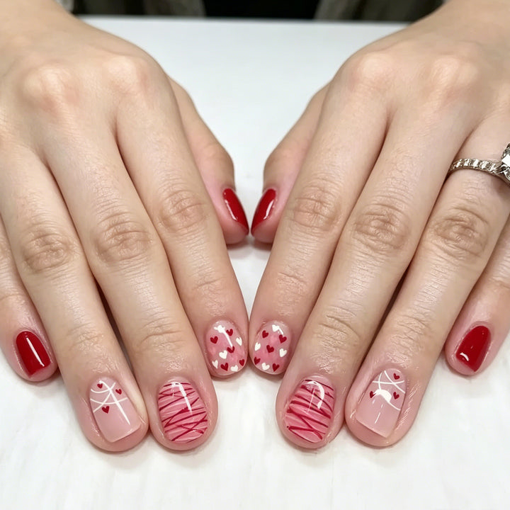 Elegant Heart-Themed Nail Art Set Stornfield