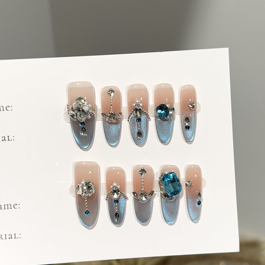 Elegant Crystal-Embellished Press-On Nail Set