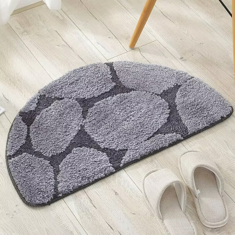 Plush Geometric Half-Circle Bath Mat
