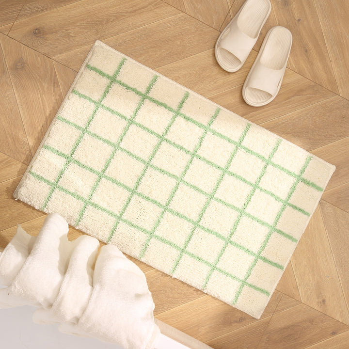 Soft Plush Grid Pattern Bath Mat