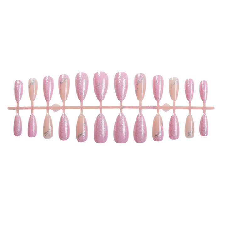 Decorative Press-On Nail Art Set with Glitter and Silver Accents Stornfield