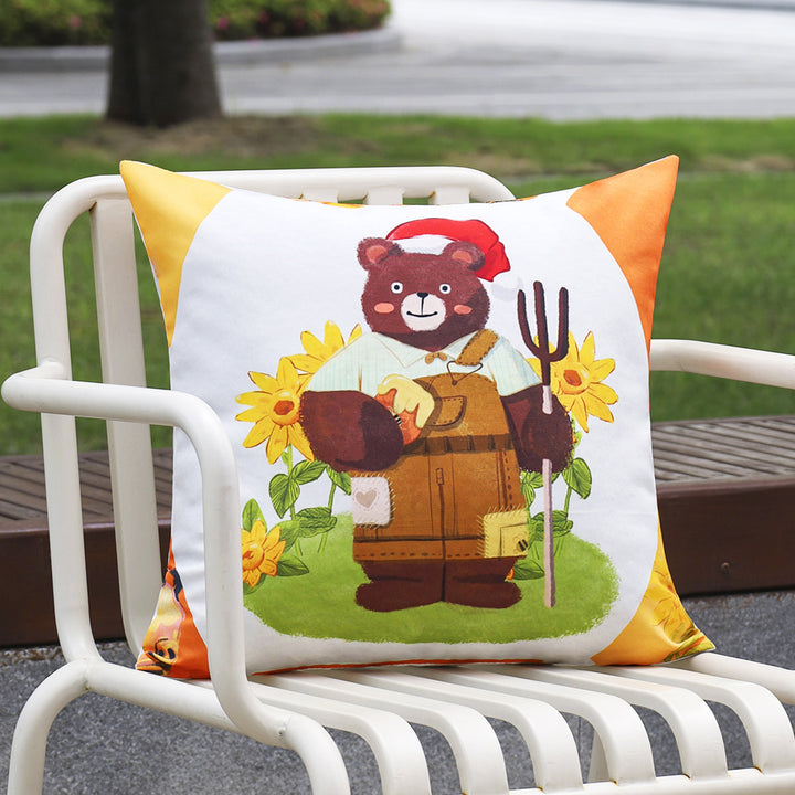Square decorative cushion cover with detailed bee and honeycomb print Stornfield