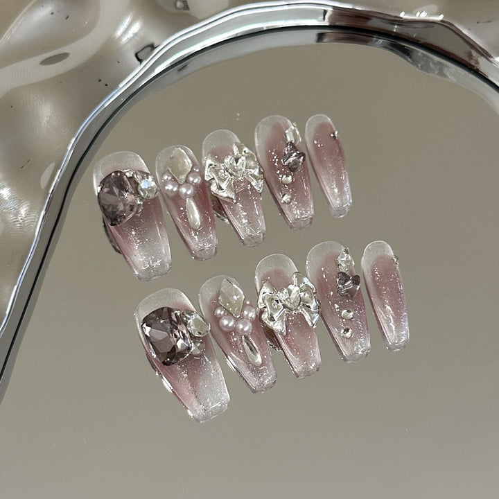 Rhinestone-Embellished Press-On Nail Set