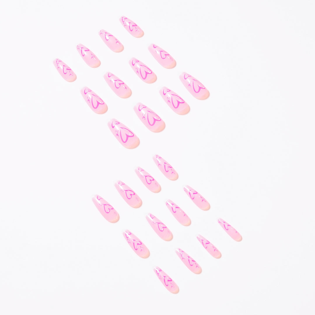Artistic acrylic nails with heart design Stornfield