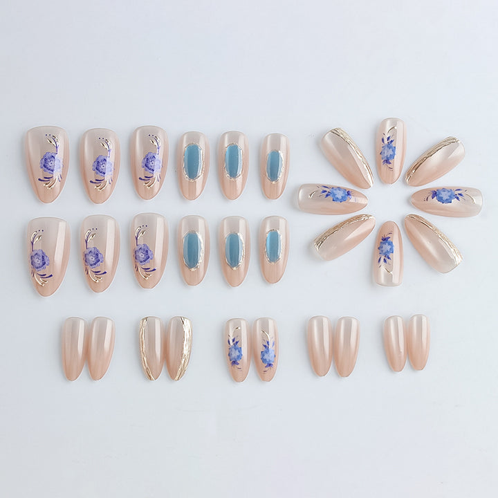 Artistic Floral Press-On Nail Art Set Stornfield