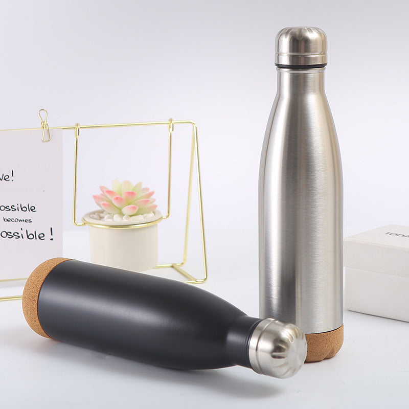 Ladies stylish stainless steel insulated bottle with cork bottom Stornfield
