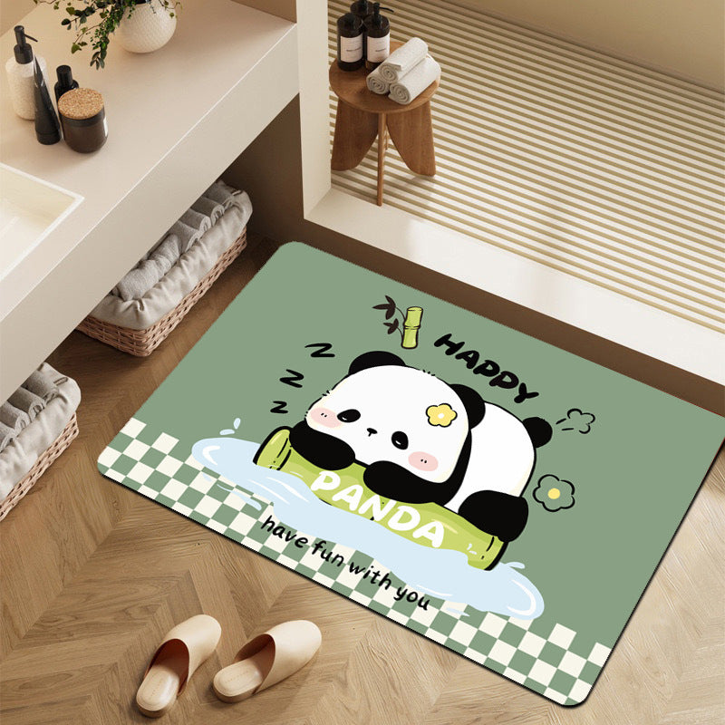 Cartoon Dinosaur-Themed Bathroom Mat