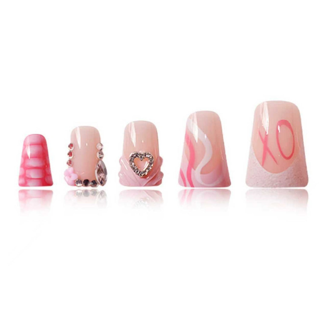 Artistic Heart-Embellished Nail Extensions Stornfield