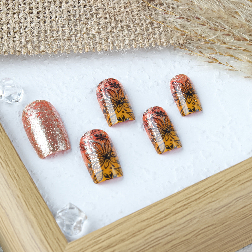 Artistic Leaf Design Press-On Nails Stornfield