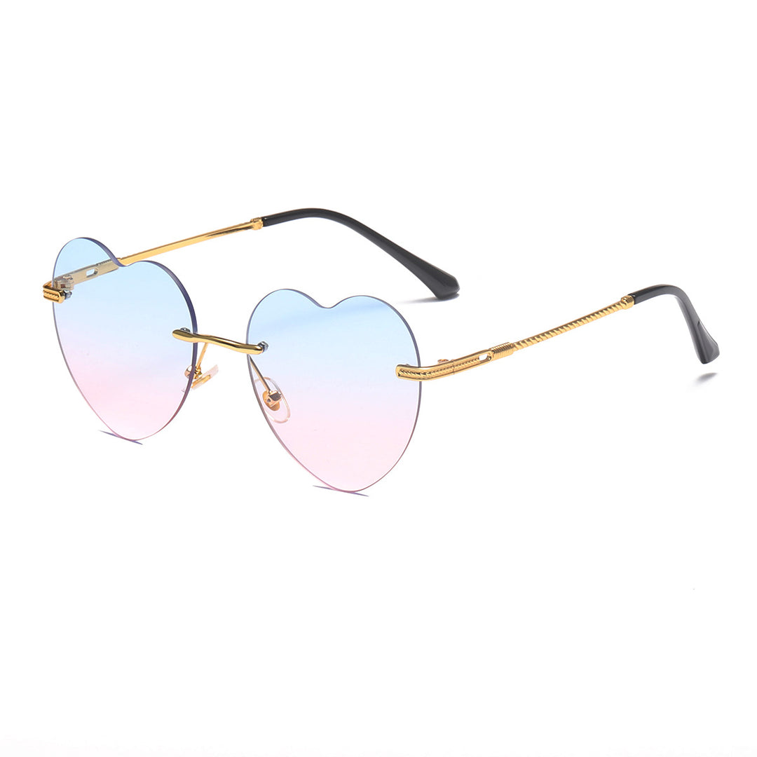Women's Heart-Shaped Sunglasses with Mirrored Lenses and Gold Frame Stornfield