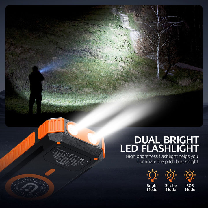 Portable Solar Power Bank with LED Light and Compass Stornfield