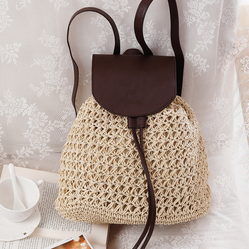 Macramee Backpack Bag with Elegant Leather Lid Stornfield