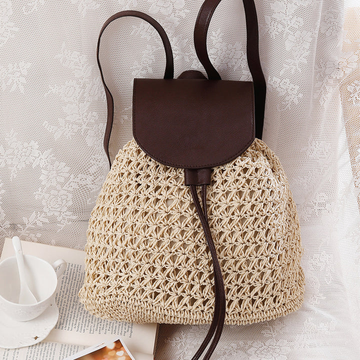 Macramee Backpack Bag with Elegant Leather Lid Stornfield