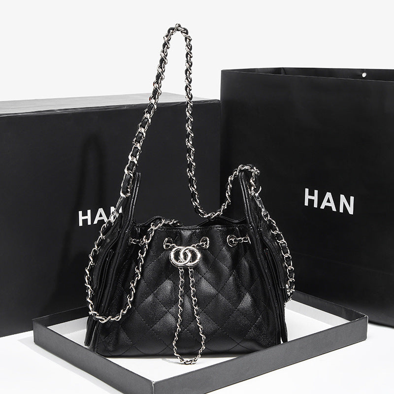 Quilted Drawstring Bucket Handbag