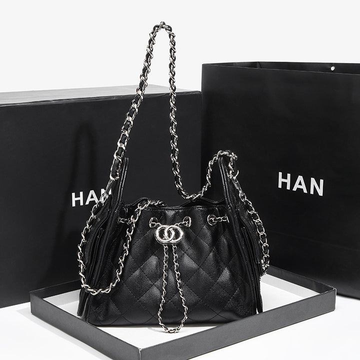 Quilted Drawstring Bucket Handbag