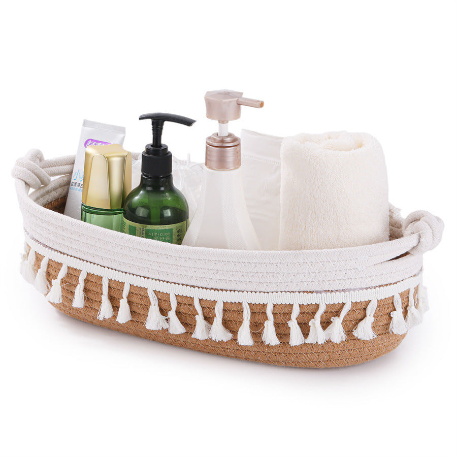 Women Decorative Storage Basket with Fringe Decoration Stornfield