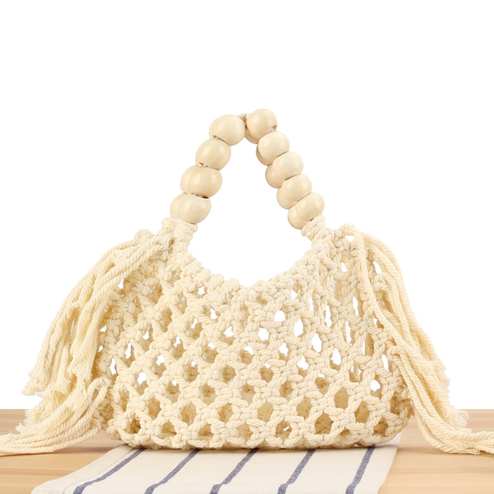 Handmade Macrame Bag with Wooden Handles Stornfield