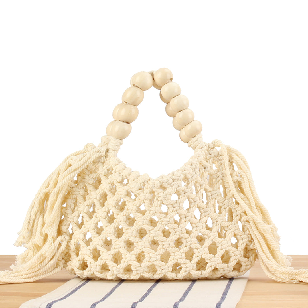 Macrame Handbag with Wooden Handles Stornfield