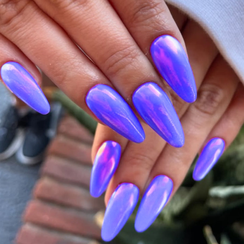 Glossy Press-On Nails Set with Iridescent Finish Stornfield