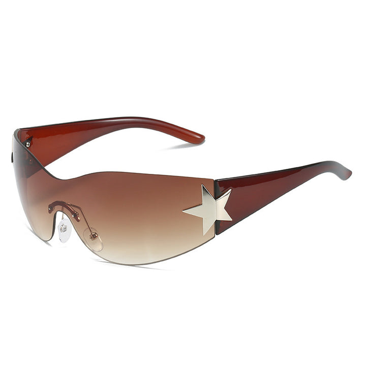 Fashion-Forward Shield Sunglasses with Star Accent Stornfield