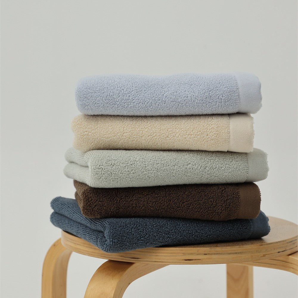 Luxury cotton terry towel set with logo border and extra soft Turquetto structure
