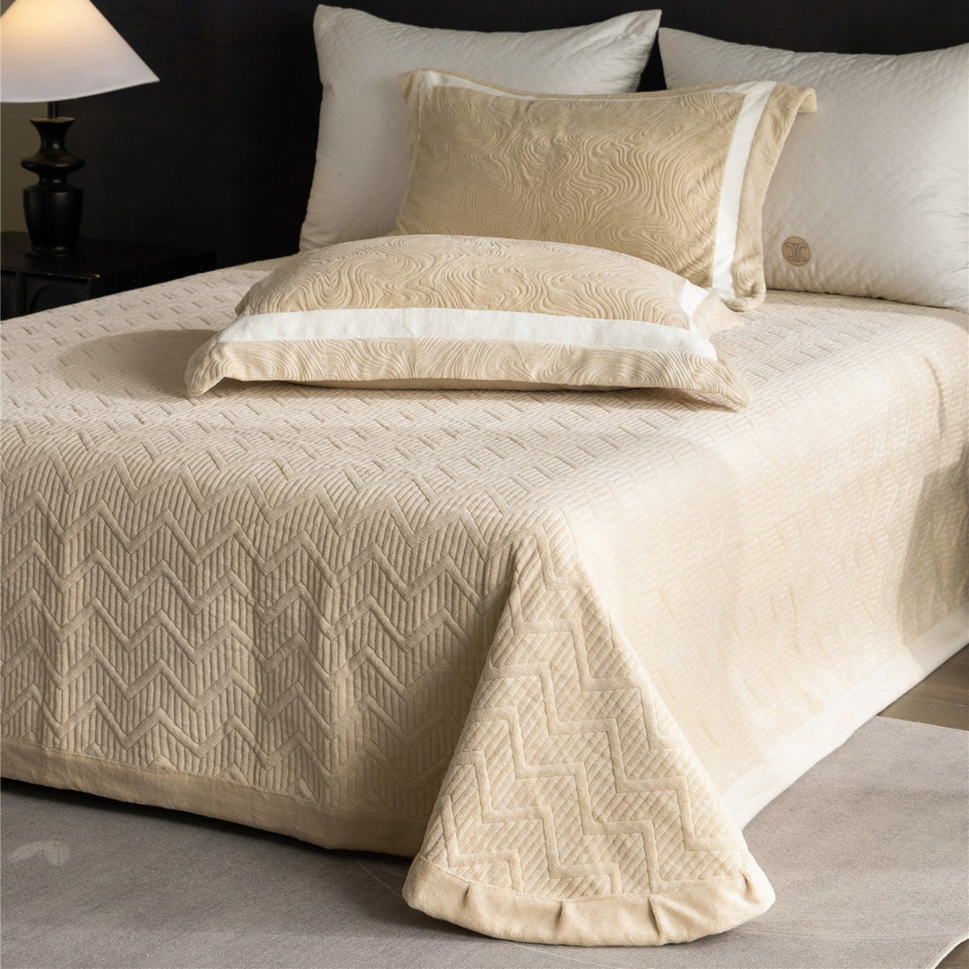 Embossed Swirl-Textured Duvet Cover Set with Contrast Border