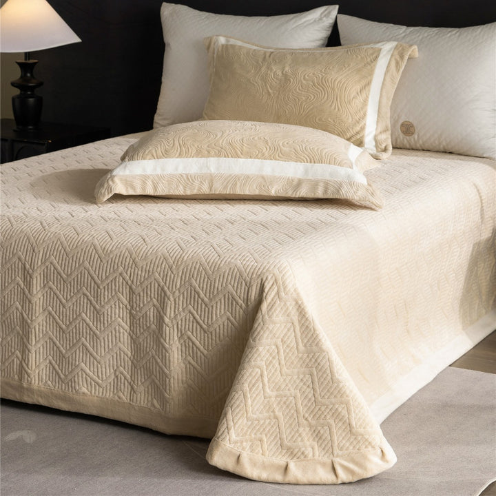 Embossed Swirl-Textured Duvet Cover Set with Contrast Border