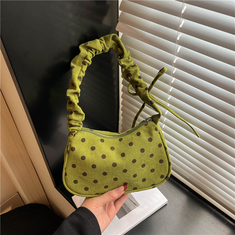 Polka Dot Textured Shoulder Bag
