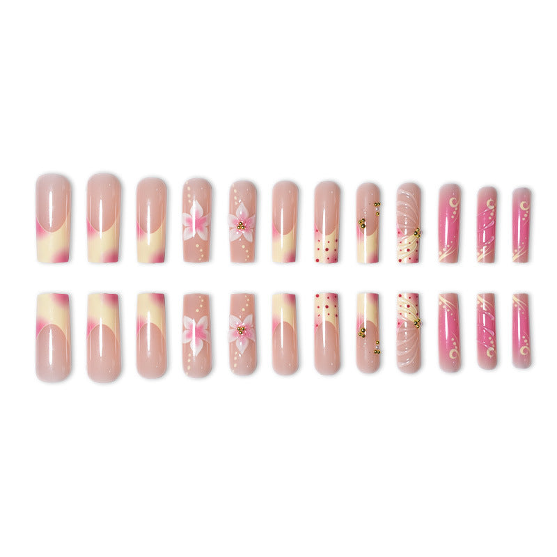 Artistic Floral and Polka Dot Press-On Nail Set Stornfield