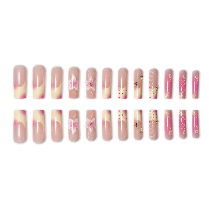 Artistic Floral and Polka Dot Press-On Nail Set Stornfield