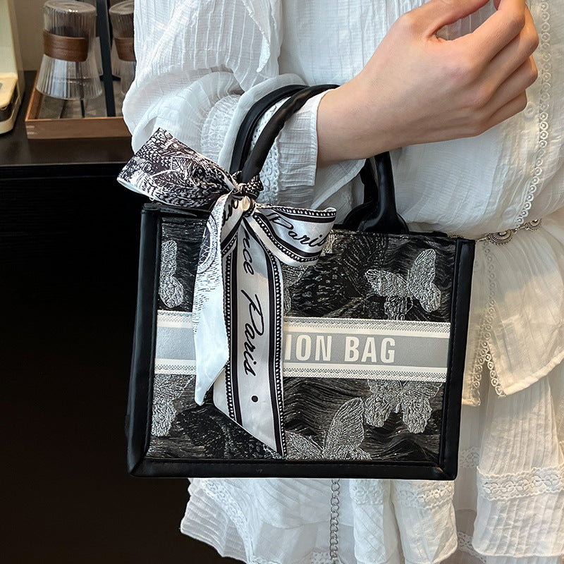 Structured Handbag with Fashion Ribbon
