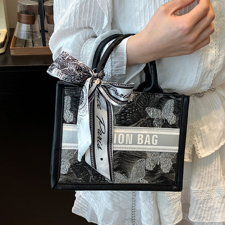 Structured Handbag with Fashion Ribbon