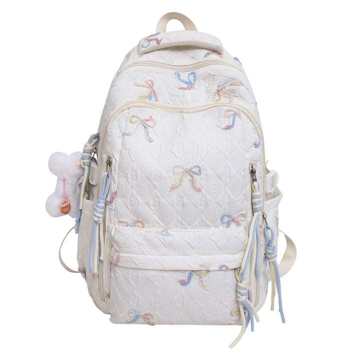 Quilted Embroidered Bow-Design Backpack Stornfield